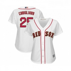 Womens Boston Red Sox 25 Tony Conigliaro Authentic White 2019 Gold Program Cool Base Baseball Jersey 