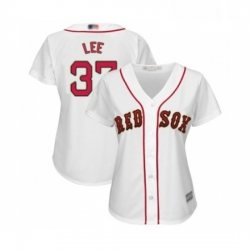 Womens Boston Red Sox 37 Bill Lee Authentic White 2019 Gold Program Cool Base Baseball Jersey