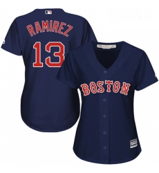 Womens Majestic Boston Red Sox 13 Hanley Ramirez Replica Navy Blue Alternate Road MLB Jersey