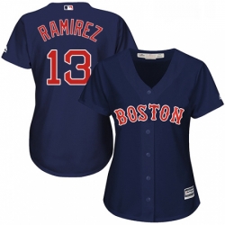 Womens Majestic Boston Red Sox 13 Hanley Ramirez Replica Navy Blue Alternate Road MLB Jersey