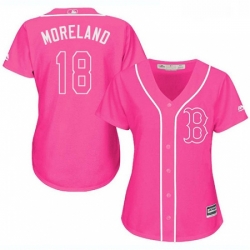 Womens Majestic Boston Red Sox 18 Mitch Moreland Authentic Pink Fashion MLB Jersey