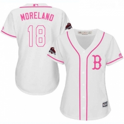 Womens Majestic Boston Red Sox 18 Mitch Moreland Authentic White Fashion 2018 World Series Champions MLB Jersey