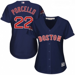 Womens Majestic Boston Red Sox 22 Rick Porcello Authentic Navy Blue Alternate Road 2018 World Series Champions MLB Jersey