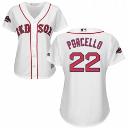 Womens Majestic Boston Red Sox 22 Rick Porcello Authentic White Home 2018 World Series Champions MLB Jersey