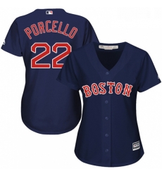 Womens Majestic Boston Red Sox 22 Rick Porcello Replica Navy Blue Alternate Road MLB Jersey