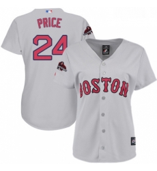 Womens Majestic Boston Red Sox 24 David Price Authentic Grey Road 2018 World Series Champions MLB Jersey