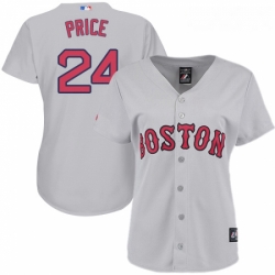 Womens Majestic Boston Red Sox 24 David Price Replica Grey Road MLB Jersey