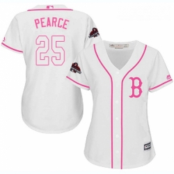 Womens Majestic Boston Red Sox 25 Steve Pearce Authentic White Fashion 2018 World Series Champions MLB Jersey 