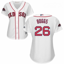 Womens Majestic Boston Red Sox 26 Wade Boggs Authentic White Home 2018 World Series Champions MLB Jersey