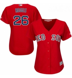 Womens Majestic Boston Red Sox 26 Wade Boggs Replica Red Alternate Home MLB Jersey