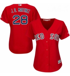 Womens Majestic Boston Red Sox 28 J D Martinez Replica Red Alternate Home MLB Jersey 