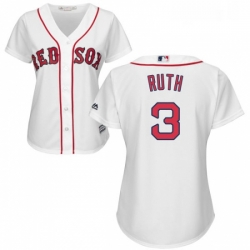 Womens Majestic Boston Red Sox 3 Babe Ruth Replica White Home MLB Jersey