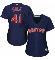 Womens Majestic Boston Red Sox 41 Chris Sale Replica Navy Blue Alternate Road MLB Jersey