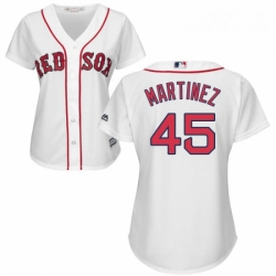 Womens Majestic Boston Red Sox 45 Pedro Martinez Authentic White Home MLB Jersey