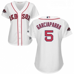 Womens Majestic Boston Red Sox 5 Nomar Garciaparra Authentic White Home 2018 World Series Champions MLB Jersey