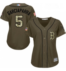 Womens Majestic Boston Red Sox 5 Nomar Garciaparra Replica Green Salute to Service MLB Jersey