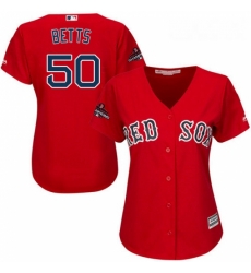 Womens Majestic Boston Red Sox 50 Mookie Betts Authentic Red Alternate Home 2018 World Series Champions MLB Jersey