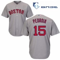 Youth Majestic Boston Red Sox 15 Dustin Pedroia Replica Grey Road Cool Base MLB Jersey