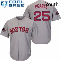 Youth Majestic Boston Red Sox 25 Steve Pearce Authentic Grey Road Cool Base 2018 World Series Champions MLB Jersey 