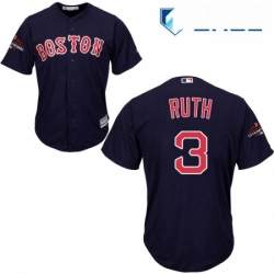 Youth Majestic Boston Red Sox 3 Babe Ruth Authentic Navy Blue Alternate Road Cool Base 2018 World Series Champions MLB Jersey