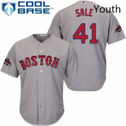 Youth Majestic Boston Red Sox 41 Chris Sale Authentic Grey Road Cool Base 2018 World Series Champions MLB Jersey