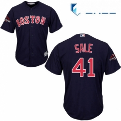 Youth Majestic Boston Red Sox 41 Chris Sale Authentic Navy Blue Alternate Road Cool Base 2018 World Series Champions MLB Jersey