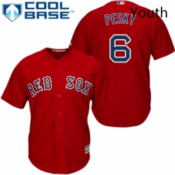 Youth Majestic Boston Red Sox 6 Johnny Pesky Authentic Red Alternate Home Cool Base MLB Jersey