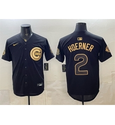 Men Chicago Cubs 2 Nico Hoerner Black Gold 150th Anniversary Patch Stitched Baseball Jersey Men Chicago Cubs 2 Nico Hoerner Black Gold 150th Anniversary Patch Stitched Baseball Jersey
