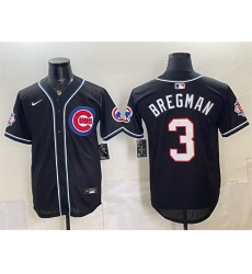 Men Chicago Cubs  3 Alex Bregman 150th Anniversary Black Out Style Vapor Premier Limited Stitched Baseball Jersey