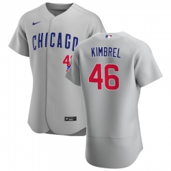 Men Chicago Cubs 46 Craig Kimbrel Men Nike Gray Road 2020 Flex Base Team Jersey