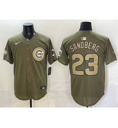 Men Chicago Cubs  Ryne Sandberg Olive 2026 Armed Forces Day Stitched Baseball Jersey