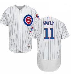 Mens Majestic Chicago Cubs 11 Drew Smyly White Home Flex Base Authentic Collection MLB Jersey