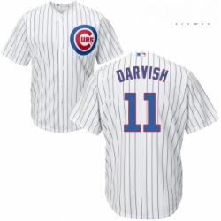 Mens Majestic Chicago Cubs 11 Yu Darvish Replica White Home Cool Base MLB Jersey 