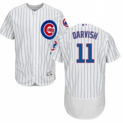 Mens Majestic Chicago Cubs 11 Yu Darvish White Home Flex Base Authentic Collection MLB Jersey