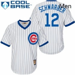 Mens Majestic Chicago Cubs 12 Kyle Schwarber Replica White Home Cooperstown MLB Jersey