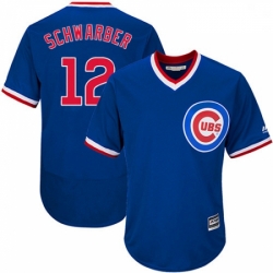 Mens Majestic Chicago Cubs 12 Kyle Schwarber Royal Blue Flexbase Authentic Collection Cooperstown MLB Jersey