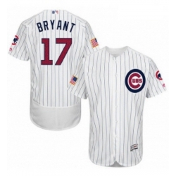 Mens Majestic Chicago Cubs 17 Kris Bryant White Fashion Stars Stripes Flex Base MLB Jersey