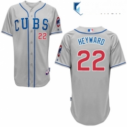 Mens Majestic Chicago Cubs 22 Jason Heyward Authentic Grey Alternate Road Cool Base MLB Jersey