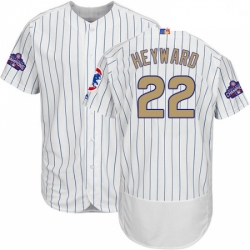 Mens Majestic Chicago Cubs 22 Jason Heyward Authentic White 2017 Gold Program Flex Base MLB Jersey