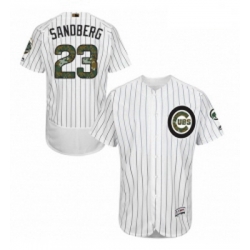 Mens Majestic Chicago Cubs 23 Ryne Sandberg Authentic White 2016 Memorial Day Fashion Flex Base MLB Jersey 