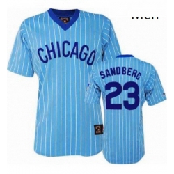 Mens Majestic Chicago Cubs 23 Ryne Sandberg Replica BlueWhite Strip Cooperstown Throwback MLB Jersey