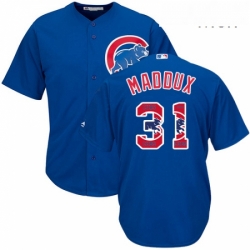 Mens Majestic Chicago Cubs 31 Greg Maddux Authentic Royal Blue Team Logo Fashion Cool Base MLB Jersey