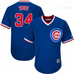 Mens Majestic Chicago Cubs 34 Kerry Wood Replica Royal Blue Cooperstown Cool Base MLB Jersey