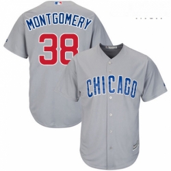 Mens Majestic Chicago Cubs 38 Mike Montgomery Replica Grey Road Cool Base MLB Jersey