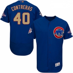 Mens Majestic Chicago Cubs 40 Willson Contreras Royal Blue 2017 Gold Champion Flexbase Authentic Collection MLB Jersey