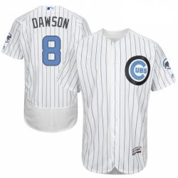 Mens Majestic Chicago Cubs 8 Andre Dawson Authentic White 2016 Fathers Day Fashion Flex Base MLB Jersey