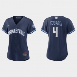 Chicago Cubs 4 Eric Sogard Women Nike 2021 City Connect Navy MLB Jersey