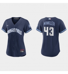 Chicago Cubs 43 Dan Winkler Women Nike 2021 City Connect Navy MLB Jersey