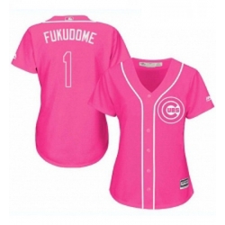 Womens Majestic Chicago Cubs 1 Kosuke Fukudome Authentic Pink Fashion MLB Jersey