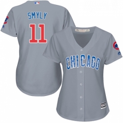 Womens Majestic Chicago Cubs 11 Drew Smyly Replica Grey Road MLB Jersey 